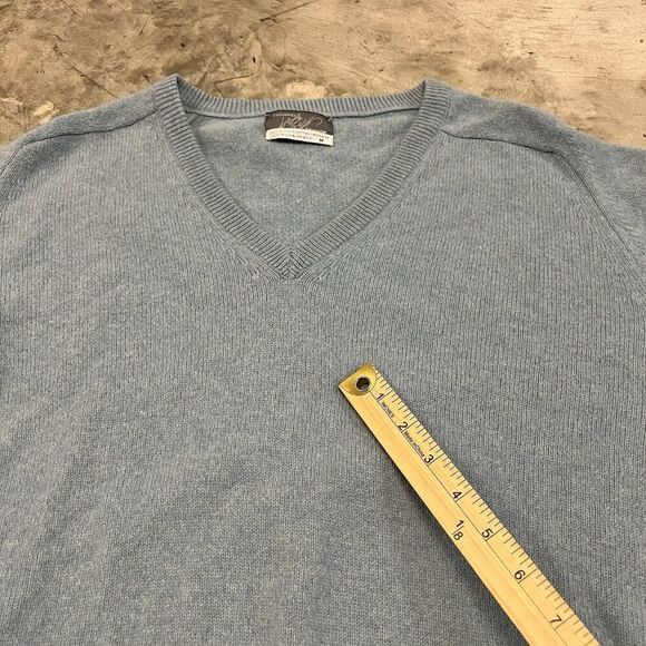 Lord & Taylor 100% 2-Ply Cashmere Sweater Blue V-Neck Pullover Size Medium READ - Picture 7 of 7